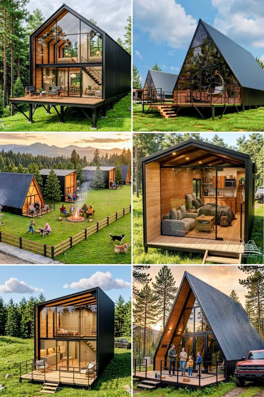 Collage de cabañas modulares Vikampa